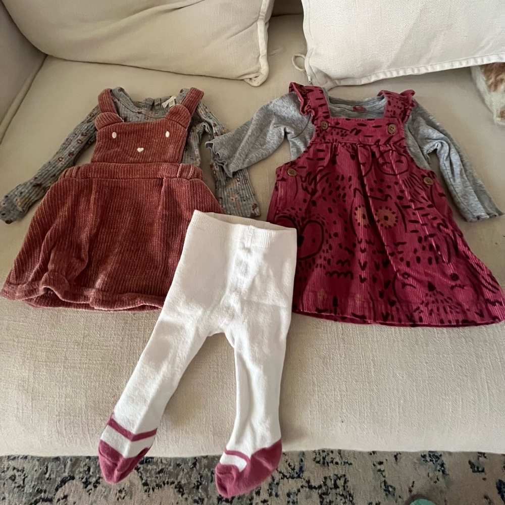 Adorable Baby Dresses with White Ballerina Leggings. Tahari Baby & Carters